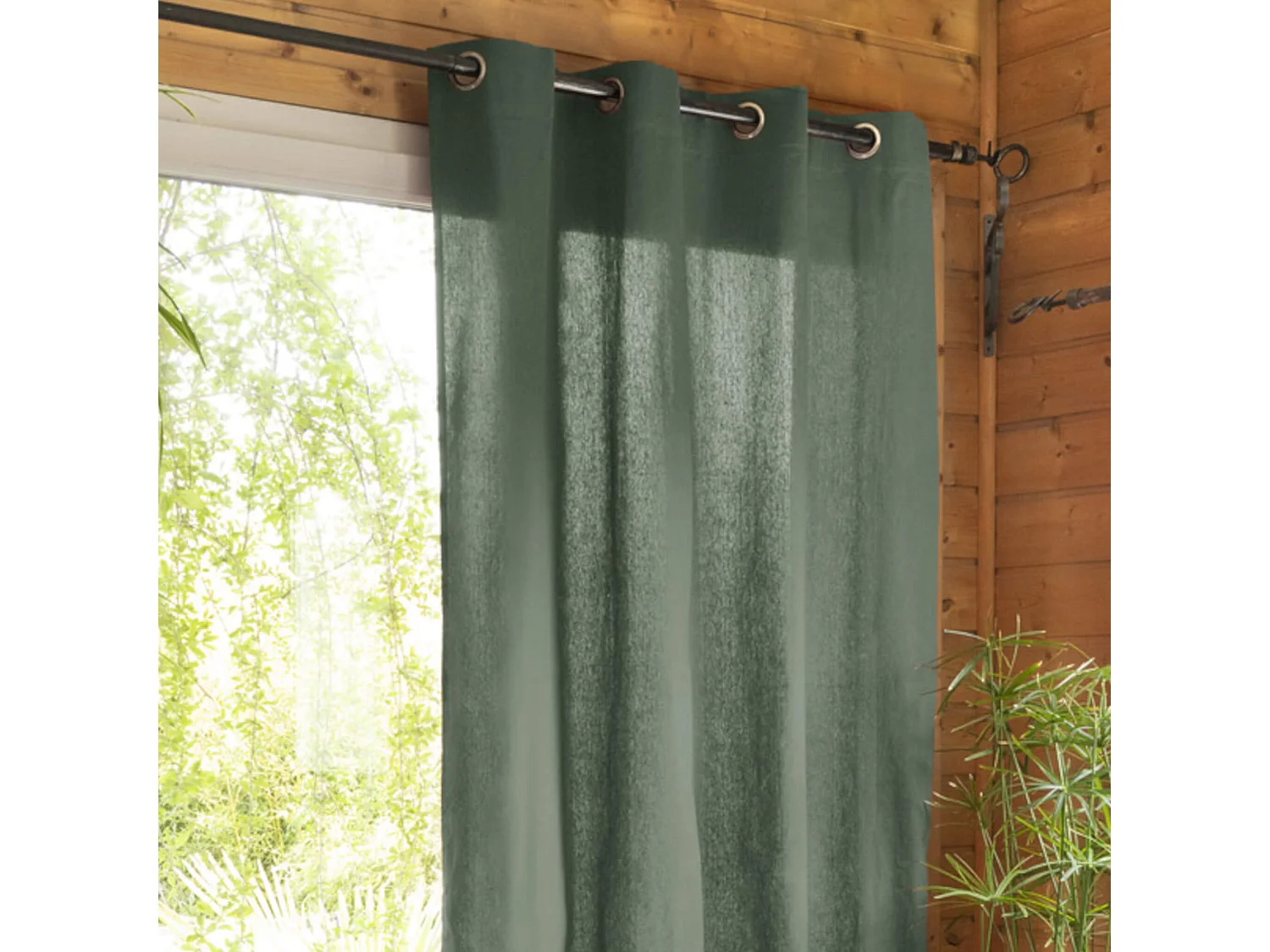 Lot de 2 rideaux tamisants à œillets 140x260 kaki