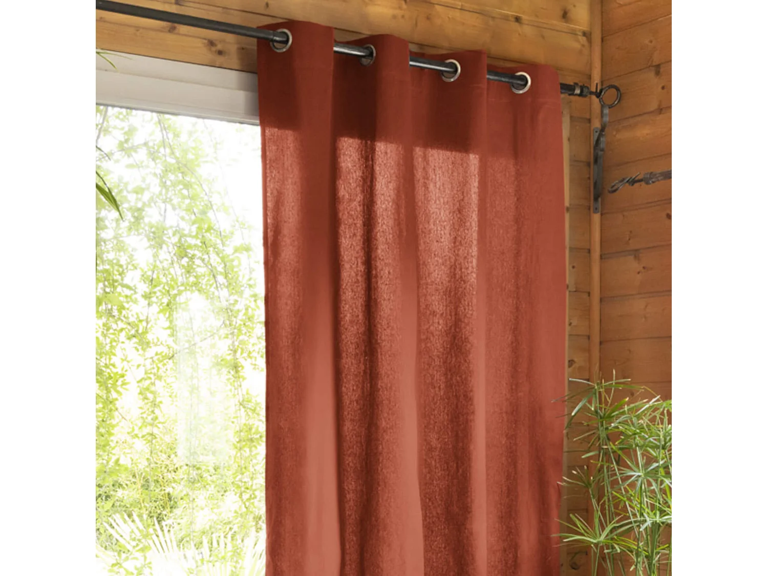 Rideau tamisant à œillets 140x260 orange