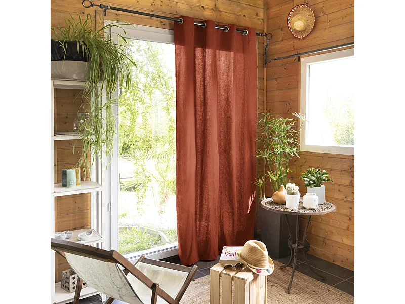 Rideau tamisant à œillets 140x260 orange