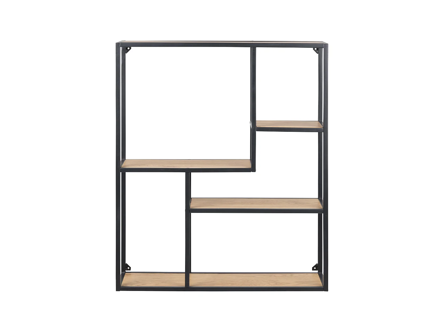 Sea boekenrek met 5 planken in eiken decor en zwart metaal.