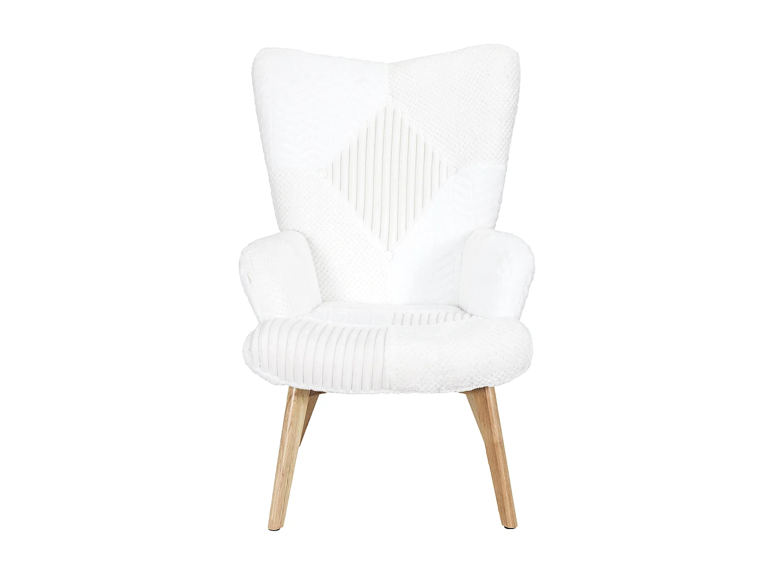 Fauteuil Helsinki Patchwork Blanc Beige, Marron