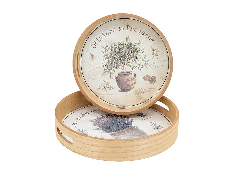 Plateaux ronde en bois naturel "Provence"