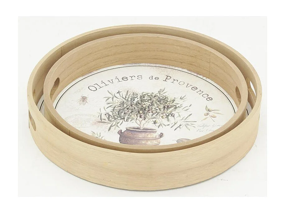 Plateaux ronde en bois naturel "Provence"