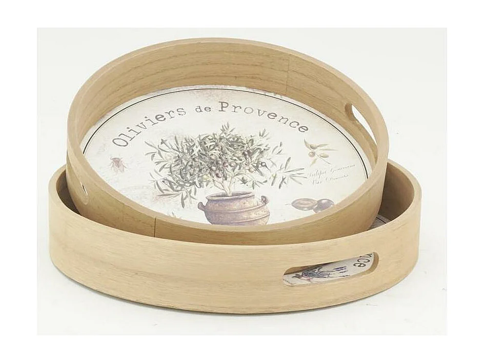 Plateaux ronde en bois naturel "Provence"