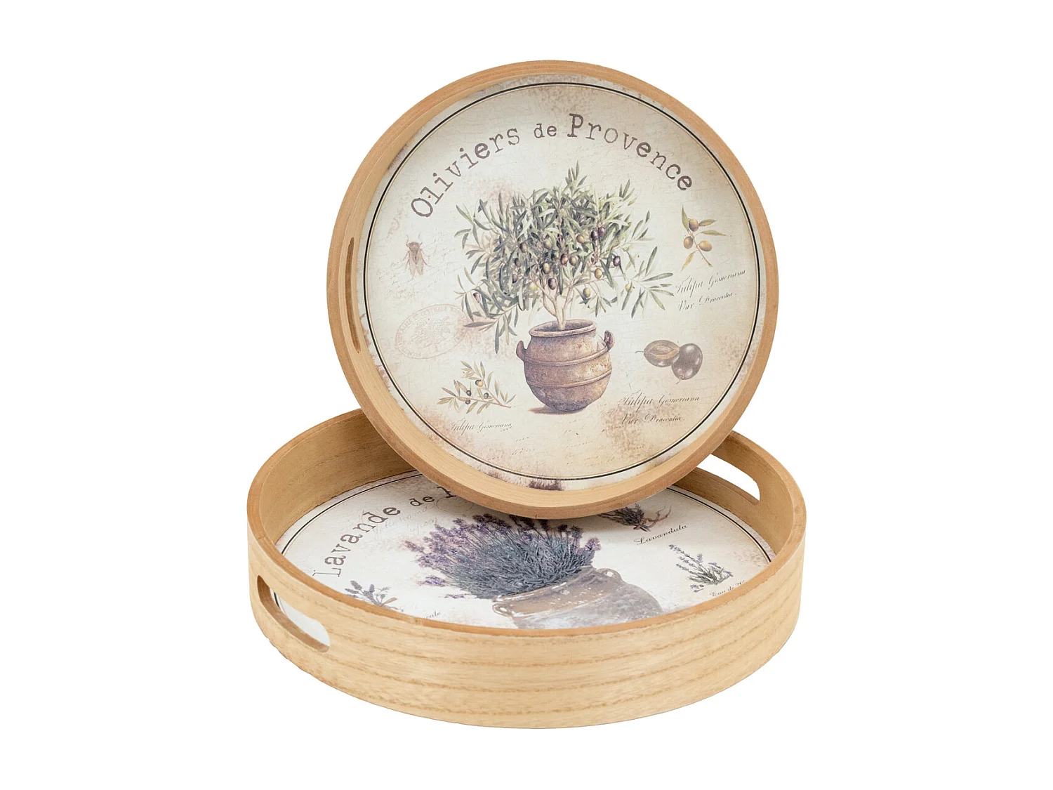 Plateaux ronde en bois naturel "Provence"