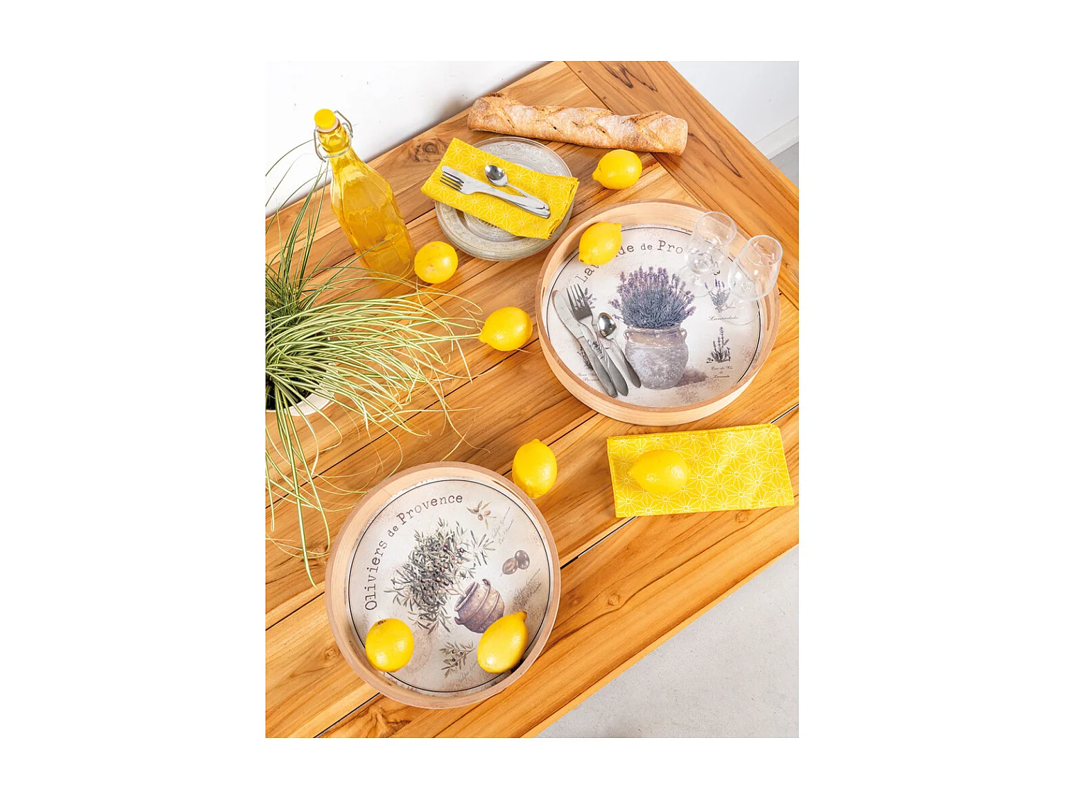 Plateaux ronde en bois naturel "Provence"