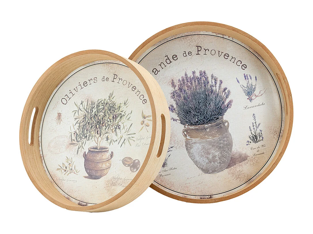 Plateaux ronde en bois naturel "Provence"