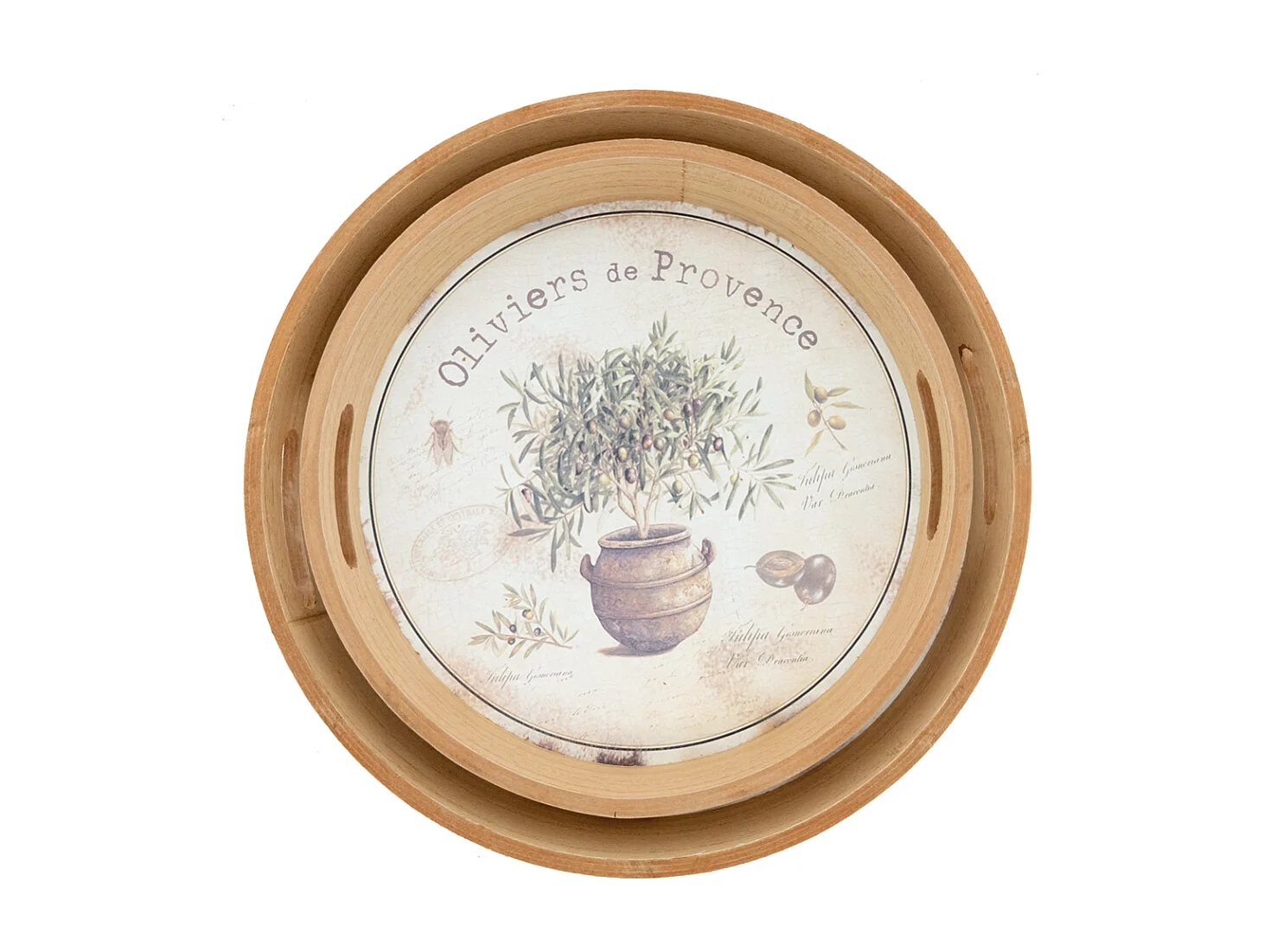 Plateaux ronde en bois naturel "Provence"