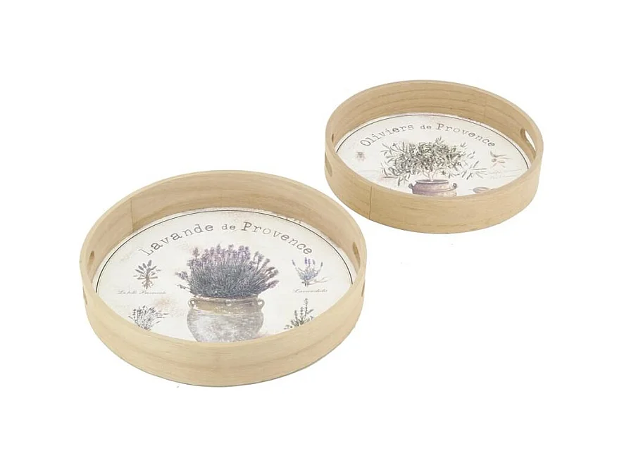 Plateaux ronde en bois naturel "Provence"