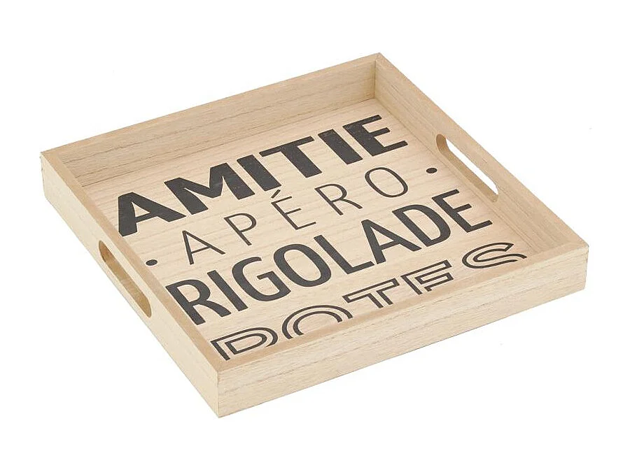 Plateau carré en bois naturel APERO Plateau