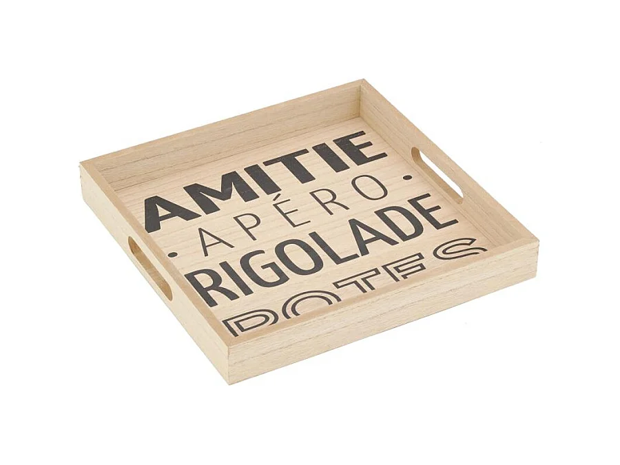 Plateau carré en bois naturel APERO Plateau