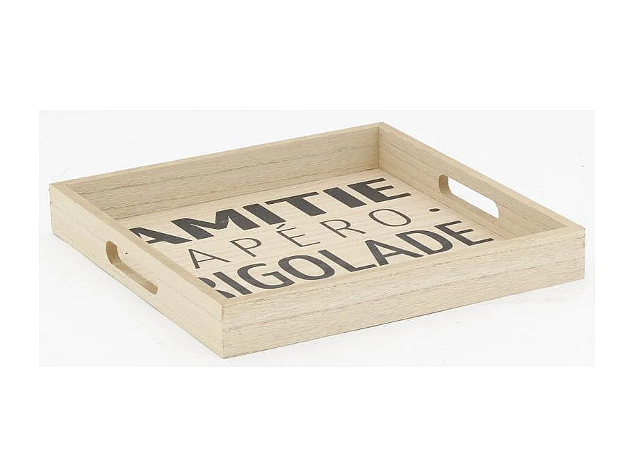 Plateau carré en bois naturel APERO Plateau