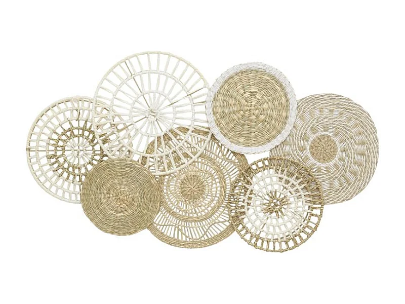 Décor mural 7 disques en jute et coton naturels