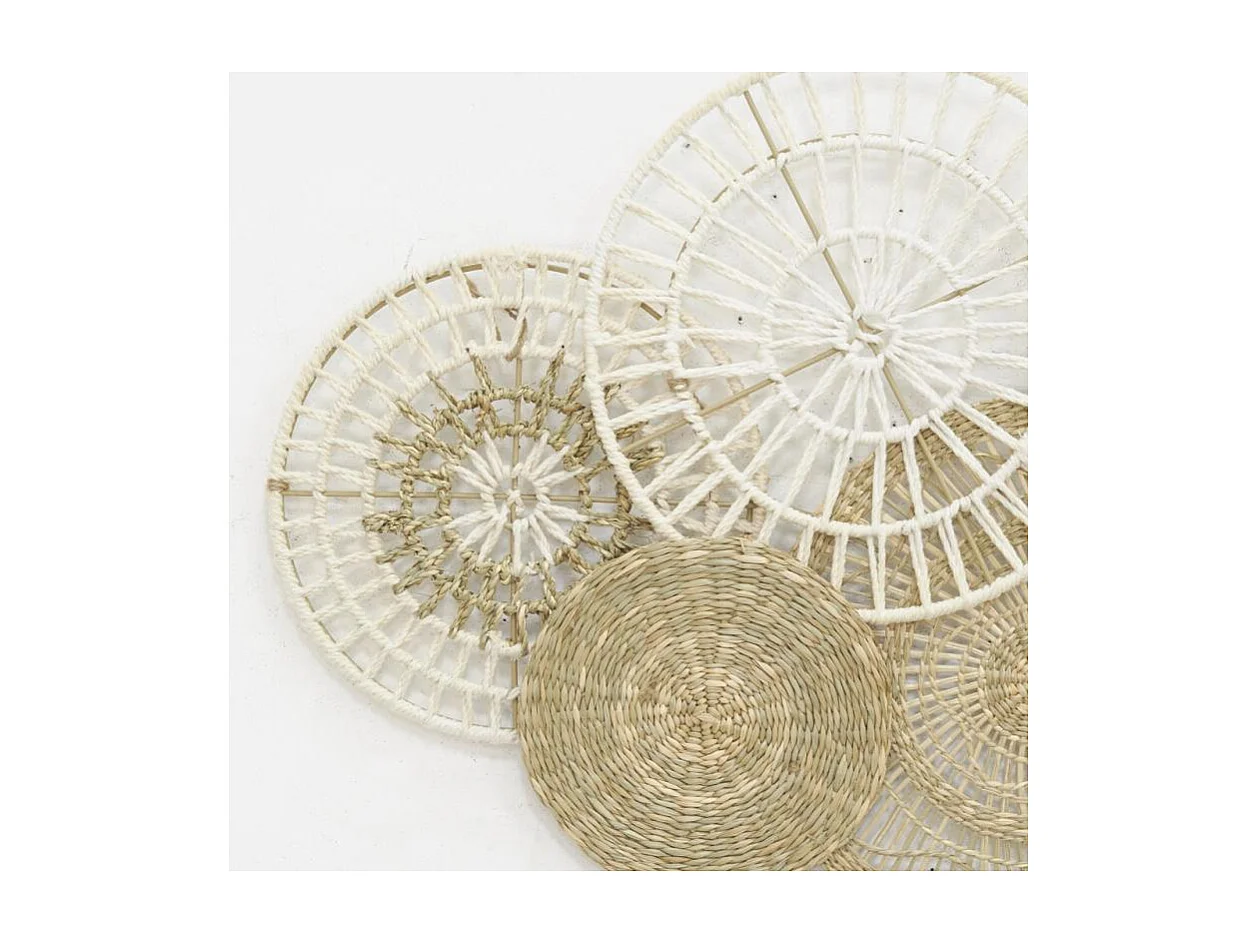 Décor mural 7 disques en jute et coton naturels