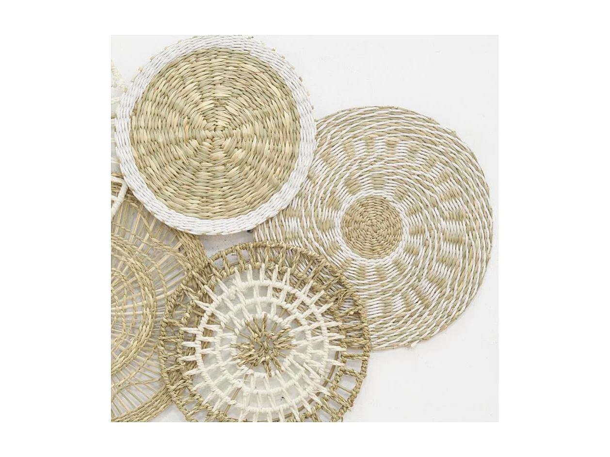 Décor mural 7 disques en jute et coton naturels