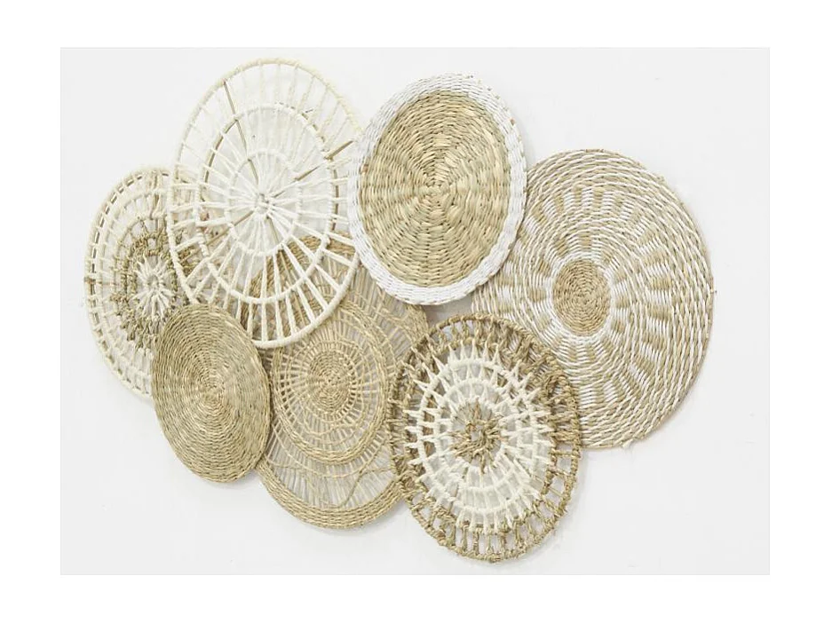 Décor mural 7 disques en jute et coton naturels