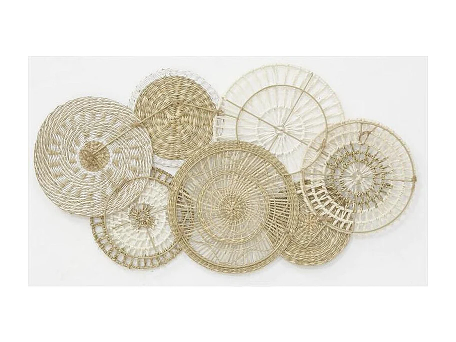 Décor mural 7 disques en jute et coton naturels