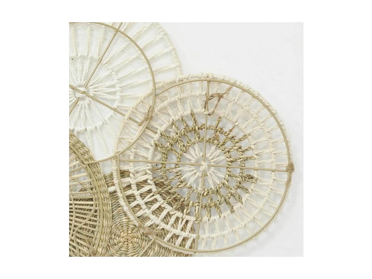 Décor mural 7 disques en jute et coton naturels