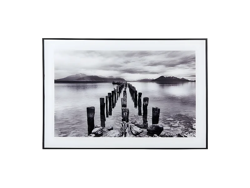 Cadre et photo d'art noir et blanc Poles in Water Noir  Present Time