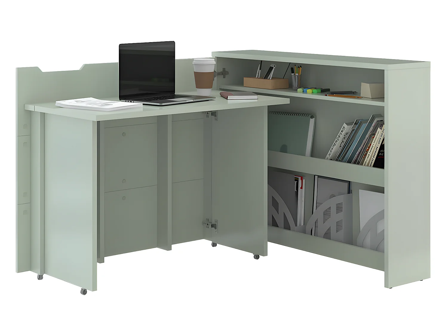 Lenart Bureau extensible avec rangement WORK CONCEPT CW01 L Gauche 115 cm sage