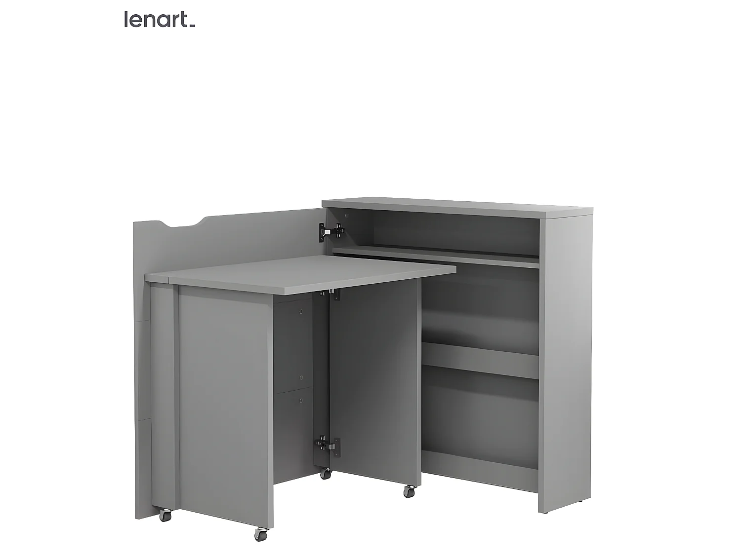 Lenart Uitschuifbaar bureau met opbergruimte WORK CONCEPT SLIM CW02 L Links 90 cm grijs