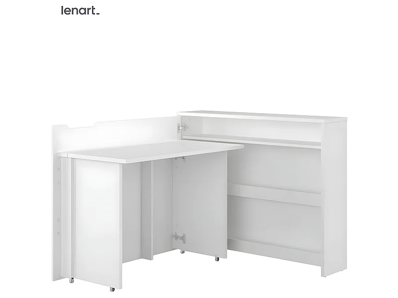 Lenart Ausziehbarer Schreibtisch mit Stauraum WORK CONCEPT CW01 L Links 115 cm Weiß Glanz