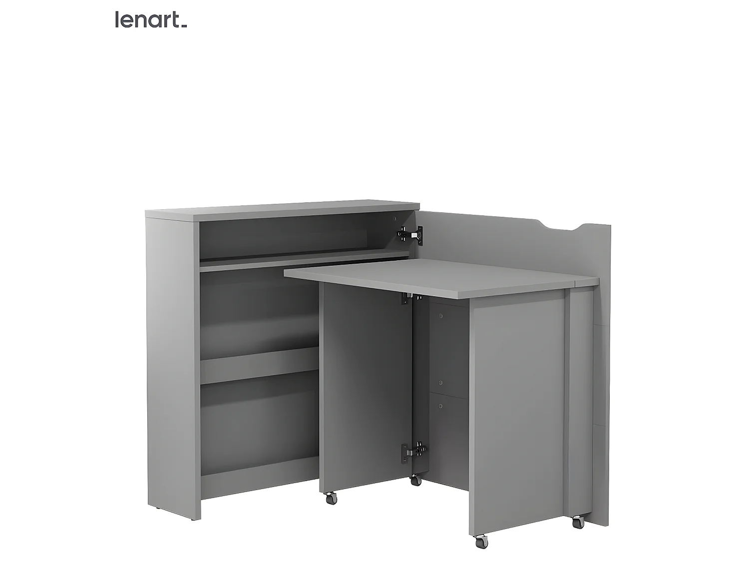 Lenart Uitschuifbaar bureau met opbergruimte WORK CONCEPT SLIM CW02 P Rechts 90 cm grijs