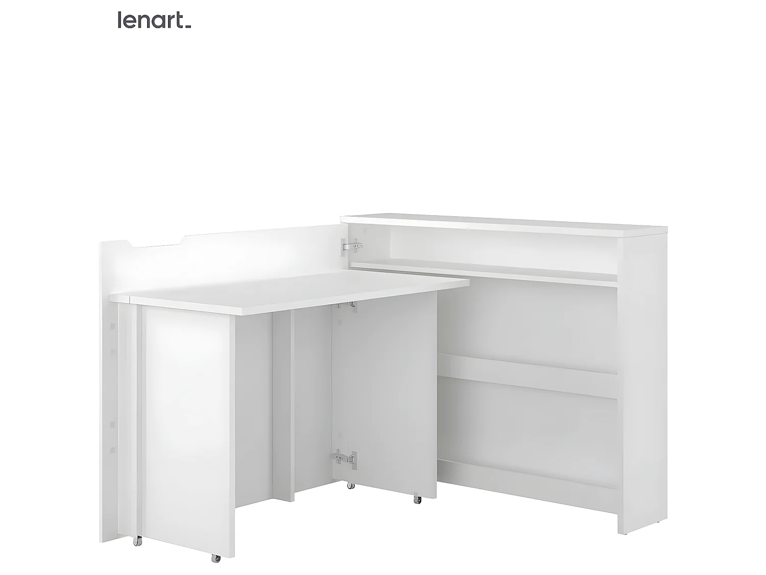 Lenart Uitschuifbaar bureau met opbergruimte WORK CONCEPT CW01 L Links 115 cm wit mat