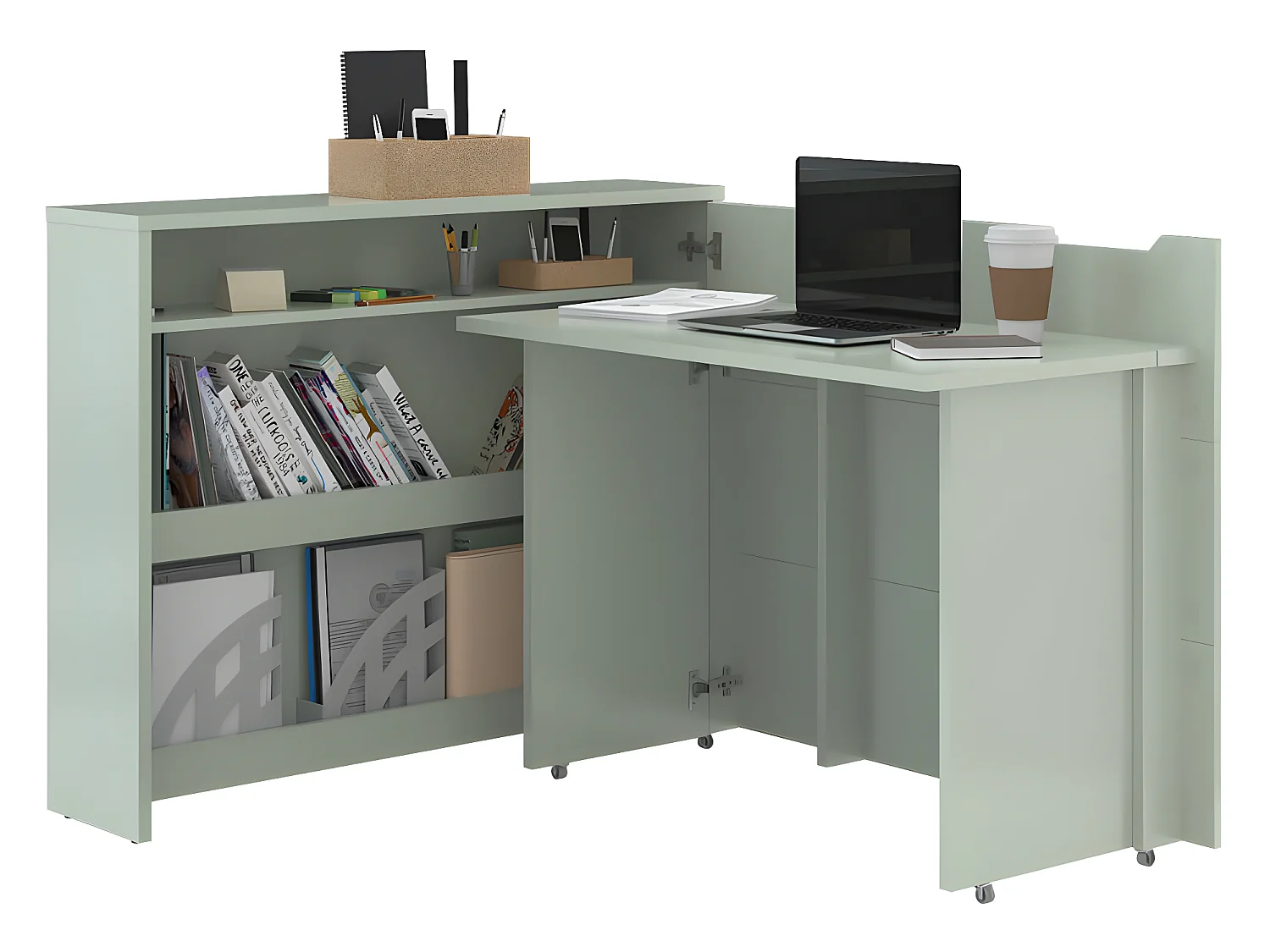 Lenart Uitschuifbaar bureau met opbergruimte WORK CONCEPT CW01 P Rechts 115 cm salie