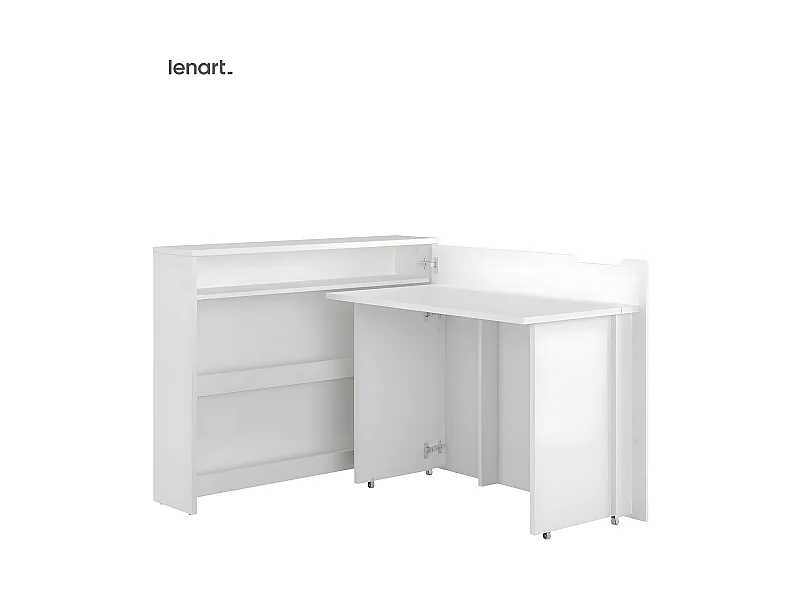 Lenart Ausziehbarer Schreibtisch mit Stauraum WORK CONCEPT CW01 P Rechts 115 cm Weiß Glanz