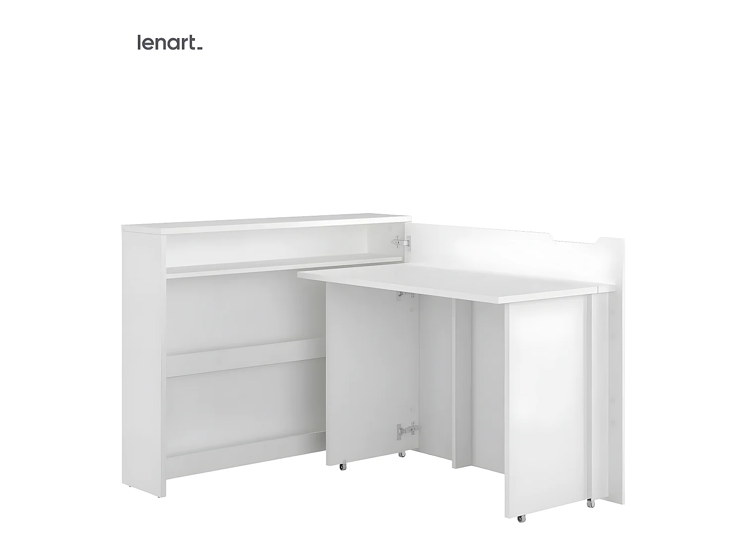 Lenart Bureau extensible avec rangement WORK CONCEPT CW01 P Droit 115 cm blanc brillant