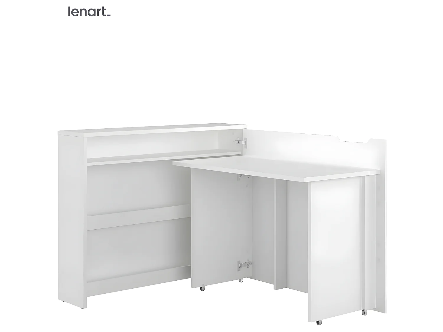 Lenart Uitschuifbaar bureau met opbergruimte WORK CONCEPT CW01 P Rechts 115 cm wit glanzend