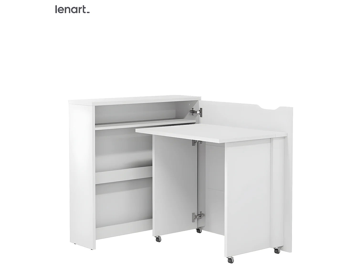 Lenart Ausziehbarer Schreibtisch mit Stauraum WORK CONCEPT SLIM CW02 P Rechts 90 cm Weiß Matt