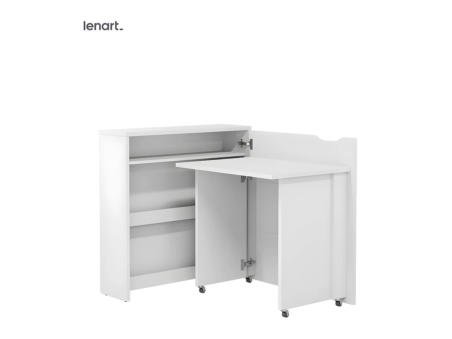 Lenart Bureau extensible avec rangement WORK CONCEPT SLIM CW02 P Droit 90 cm blanc mat