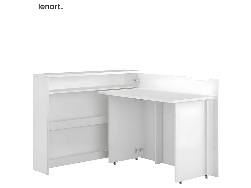 Lenart Ausziehbarer Schreibtisch mit Stauraum WORK CONCEPT CW01 P Rechts 115 cm Weiß Matt