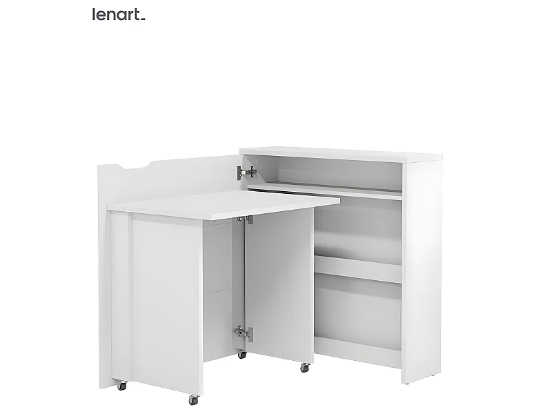 Lenart Ausziehbarer Schreibtisch mit Stauraum WORK CONCEPT SLIM CW02 L Links 90 cm Weiß Glanz