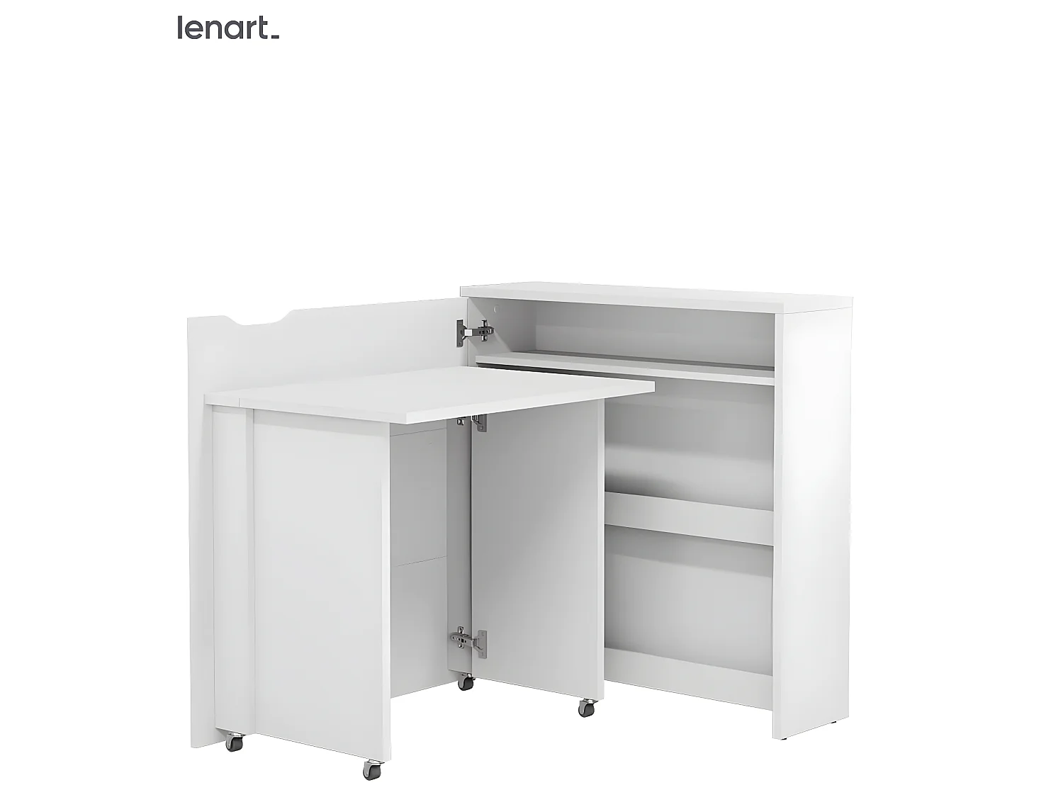 Lenart Uitschuifbaar bureau met opbergruimte WORK CONCEPT SLIM CW02 L Links 90 cm wit glanzend