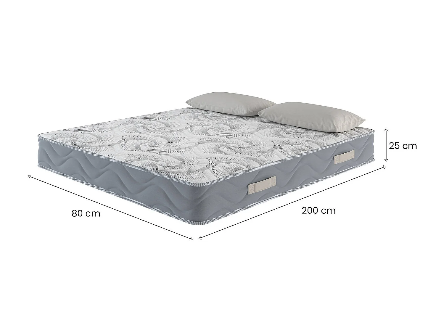 Einzelne Matratze Dcorazz, Memory Foam Trioform-Matratze, ergonomische Matratze, milbenhemmende und hypoallergene Matratze, 100 % Made in Italy, 80x200h25 cm