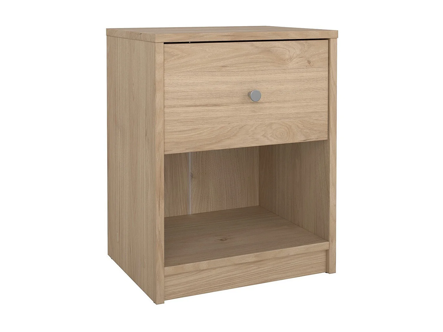 Maria nachtkastje met 1 lade en 1 plank, licht notenhout.