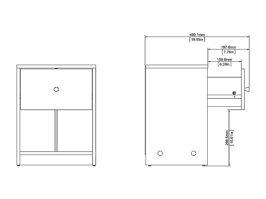 Table de chevet 1 tiroir et 1 niche L37,9 cm - LISE