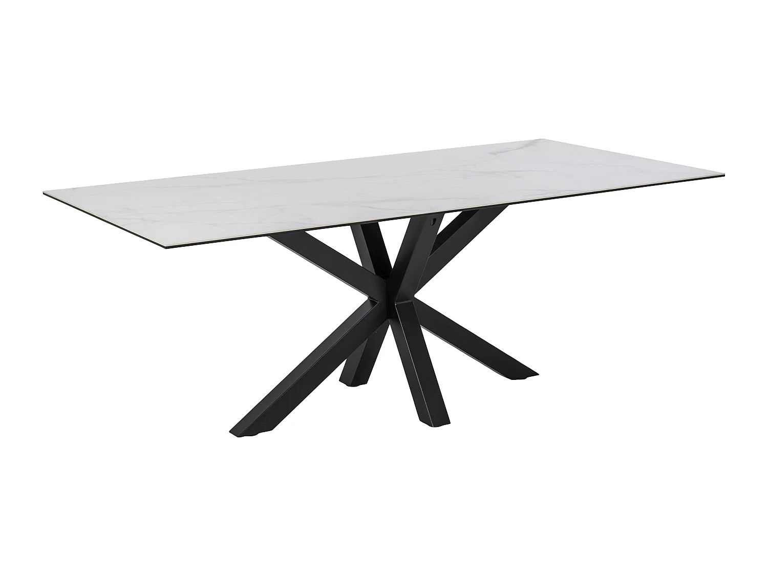 Heaven Table de salle à manger 200 cm, verre, céramique, blanc.