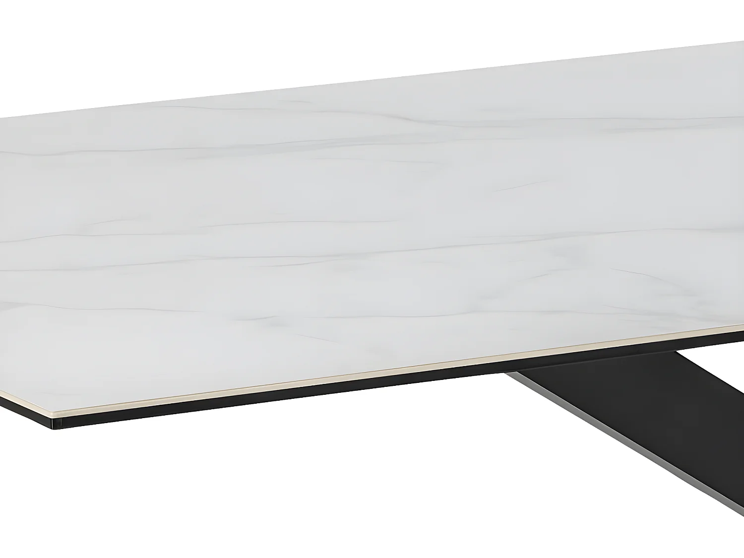 Heaven Table de salle à manger 200 cm, verre, céramique, blanc.