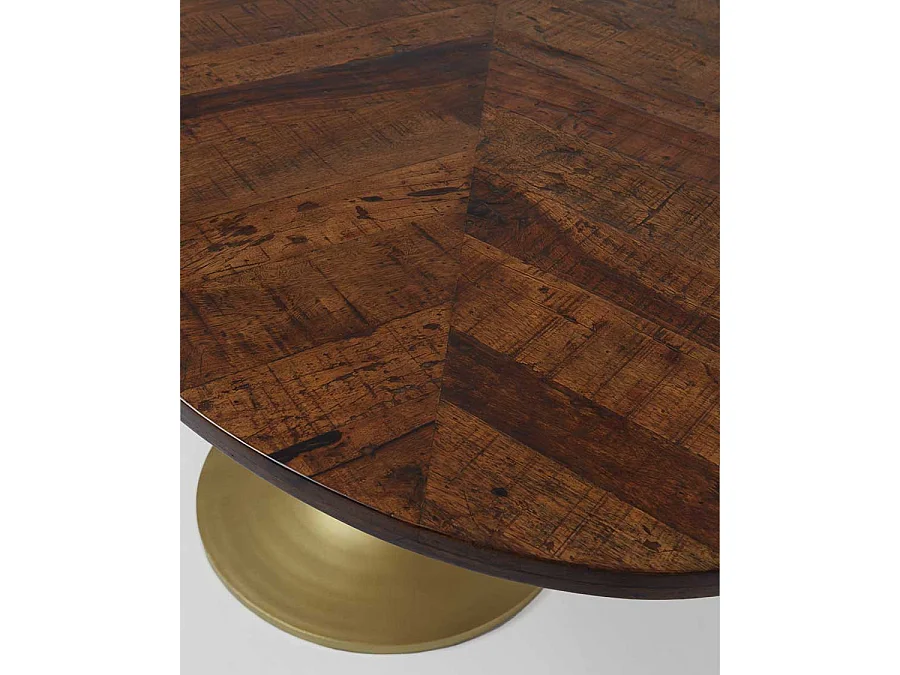 Leaf - Table repas ovale en manguier et métal doré L160 cm 8 pers.