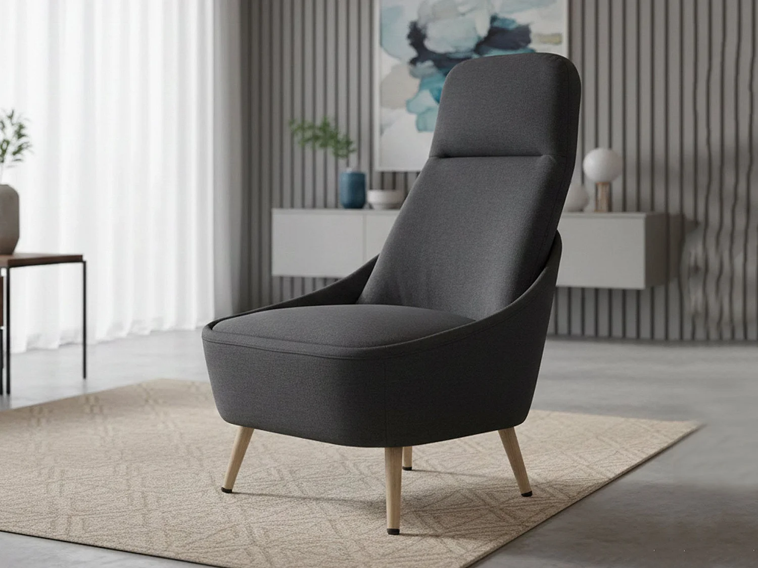 Chaise de bureau Dunedin, Chaise d'attente de bureau, Chaise d'attente ergonomique, 77x65h100 cm, Anthracite