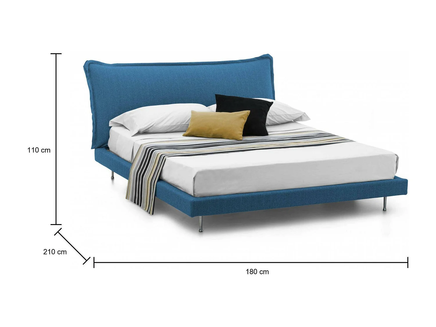 Letto Matrimoniale Arcore, Contenitore Made in Italy, 180x210 cm blu