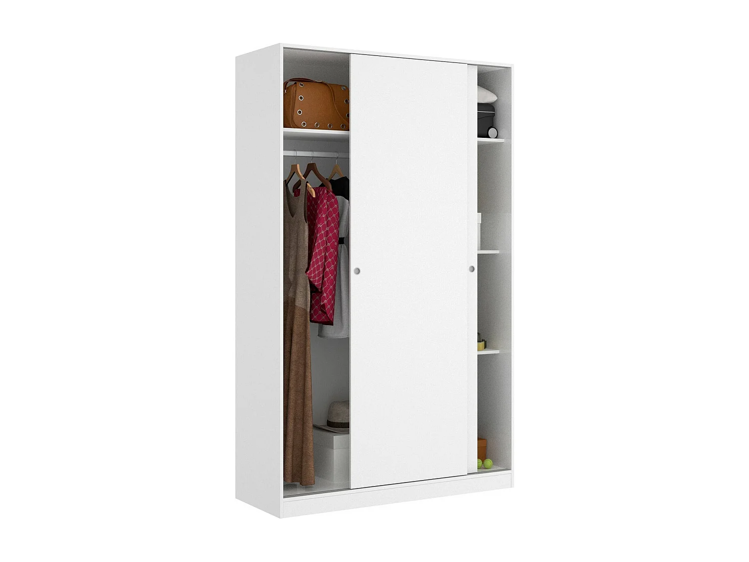 Roupeiro Dcapuan, Cabide para quarto, Roupeiro com 2 portas de correr, 120x50h204 cm, Branco