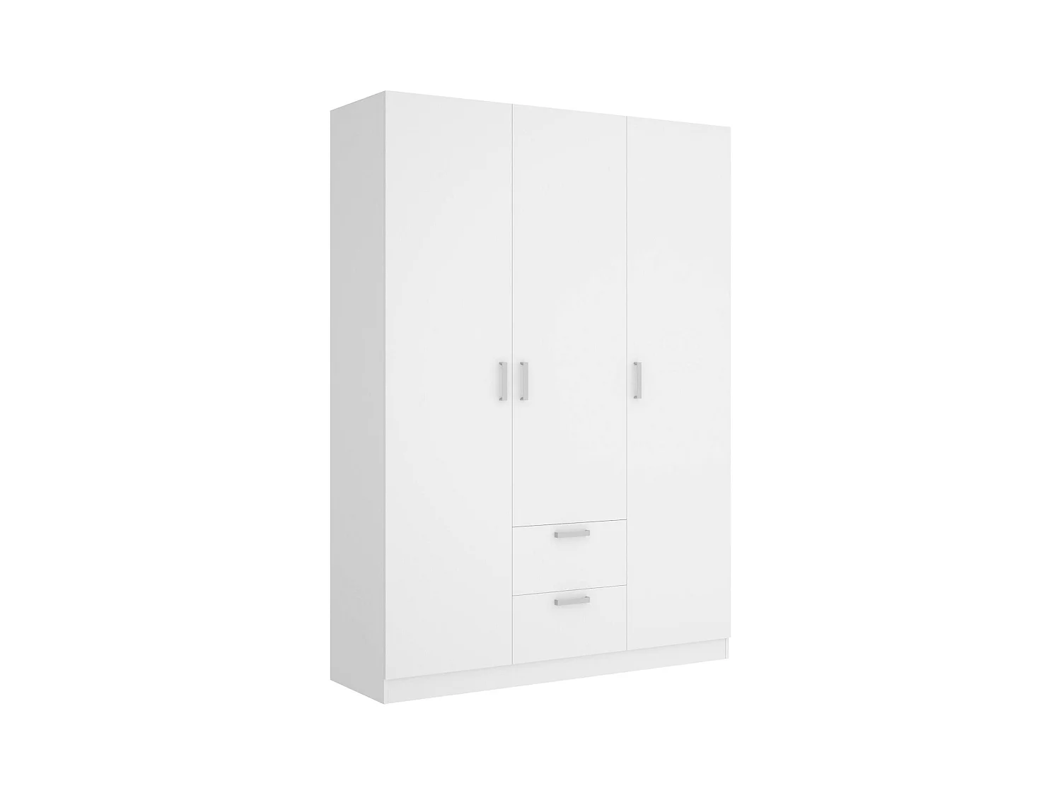 Dacca kledingkast, Kledinghanger voor slaapkamer, Kledingkast met 3 draaideuren en 2 laden, 150x52h215 cm, Wit