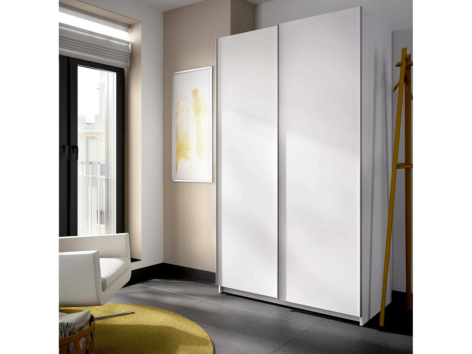 Dmora - Guardaroba 2 ante Alaika, 120x65h204 cm, Bianco