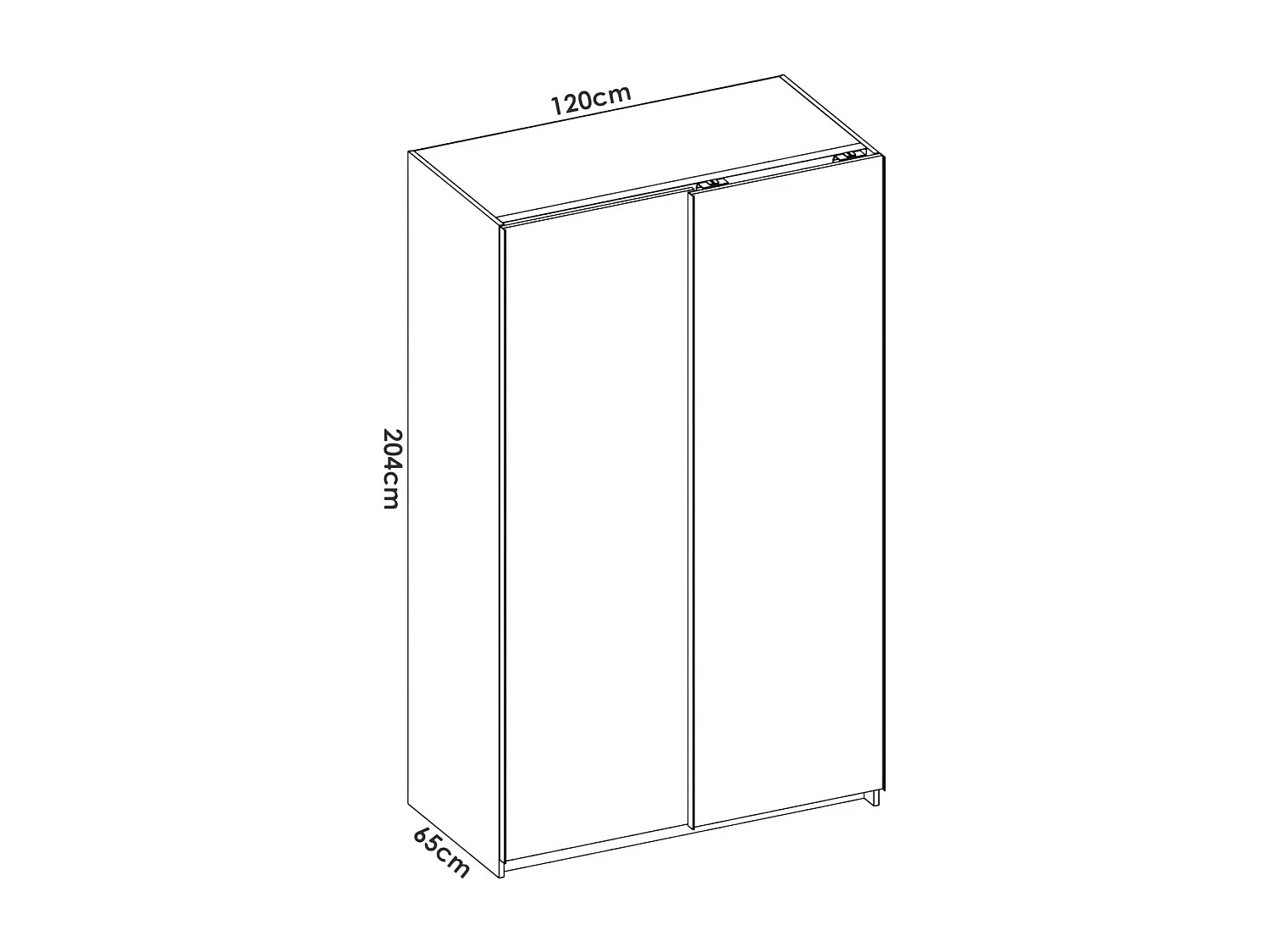 Dmora - Guardaroba 2 ante Alaika, 120x65h204 cm, Bianco