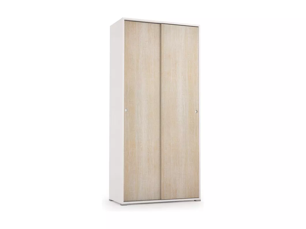 Kauf Unique Kleiderschrank Dbuti, Kleiderschrank mit 2 Schiebetüren und 4 Einlegeböden, Moderne Mehrzweck - Schlafzimmermöbel, 100% Made in Italy, 90x45h195 cm, Eiche und Weiß